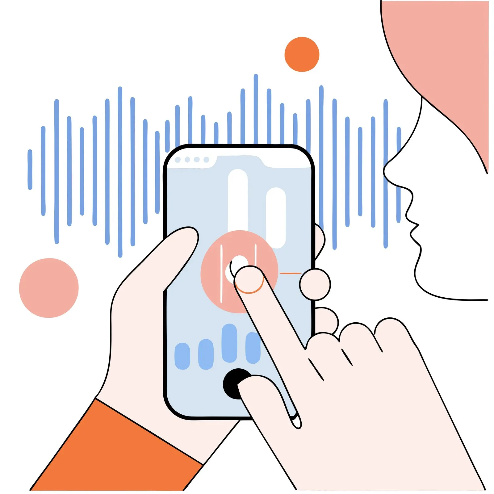 A hand tapping a phone screen showing an email account being created