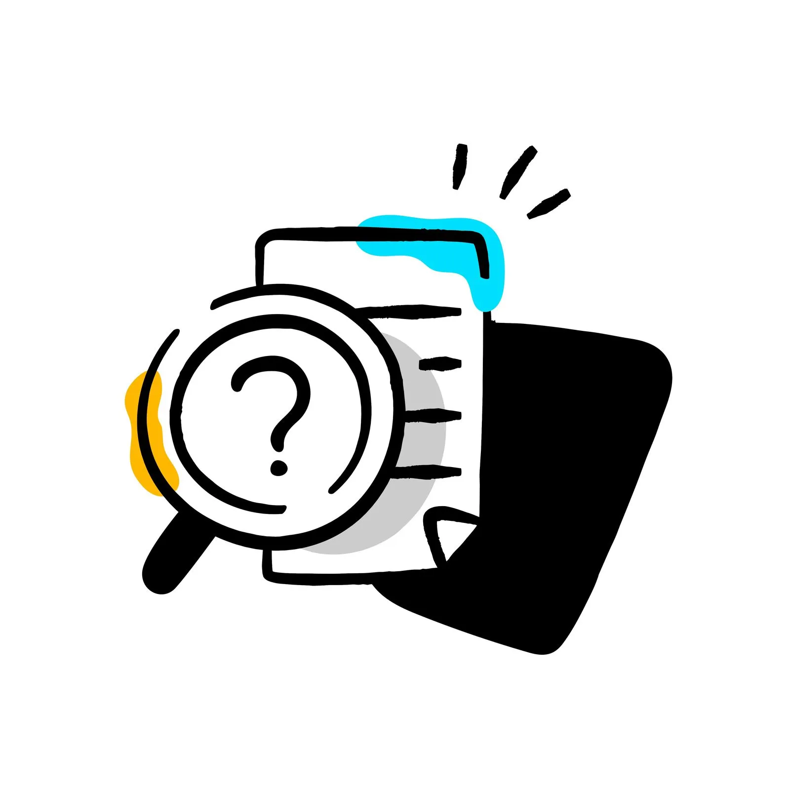 Illustration of a magnifying glass inspecting a document
